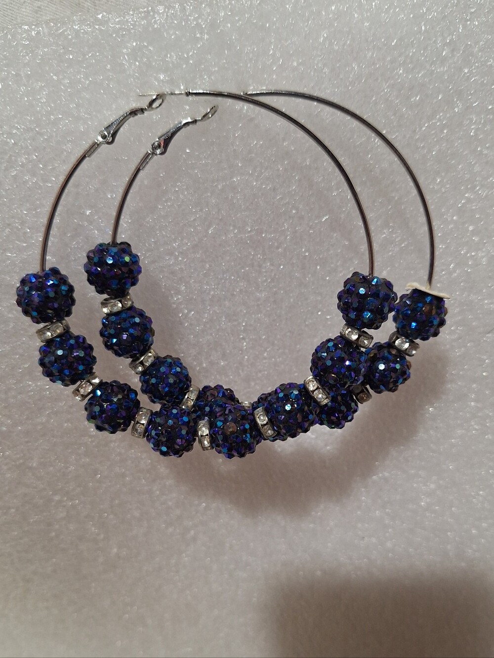 Crystal Pave Blue Hoop Earrings